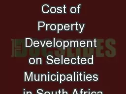 1 Actual Regulatory Cost of Property Development on Selected Municipalities in South Africa