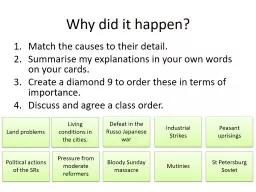 Why did it happen? Match the causes to their detail.