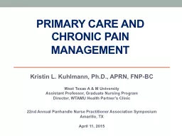 Primary Care and Chronic Pain management