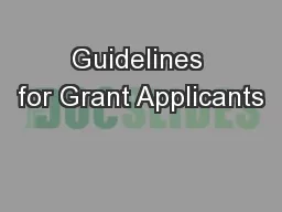 Guidelines for Grant Applicants