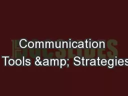 Communication  Tools & Strategies
