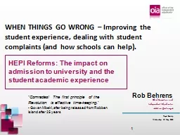 HEPI Reforms: The impact on admission to university and the student academic experience