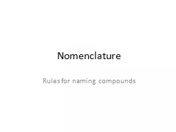 Nomenclature Rules for naming compounds