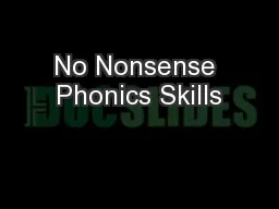 No Nonsense Phonics Skills