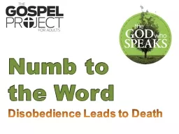 Numb to the Word Disobedience Leads to Death