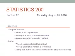 Statistics 200 Lecture #2			Thursday, August 25, 2016