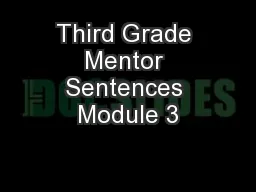 Third Grade Mentor Sentences Module 3