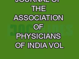 JOURNAL OF THE ASSOCIATION OF PHYSICIANS OF INDIA VOL