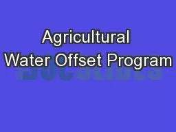 Agricultural Water Offset Program