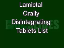 Lamictal Orally Disintegrating Tablets List