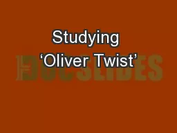 Studying ‘Oliver Twist’