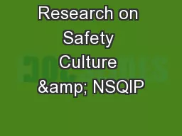 Research on Safety Culture & NSQIP