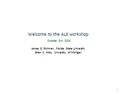 Welcome to the ALE workshop