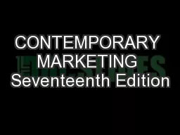 CONTEMPORARY MARKETING Seventeenth Edition