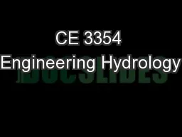 CE 3354 Engineering Hydrology