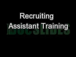 Recruiting Assistant Training