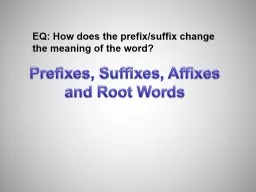 Prefixes, Suffixes, Affixes