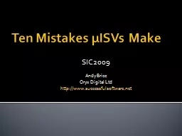 Ten Mistakes µISVs Make