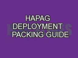 HAPAG DEPLOYMENT  PACKING GUIDE