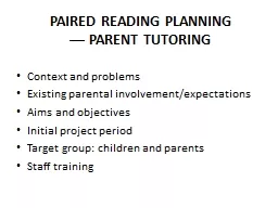 PAIRED READING PLANNING