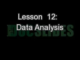 Lesson  12:  Data Analysis