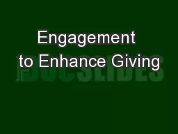 Engagement to Enhance Giving