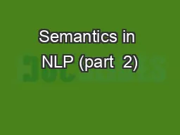 Semantics in NLP (part  2)