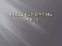 Rules for making parts PARTS ARE MADE OF FEATURES