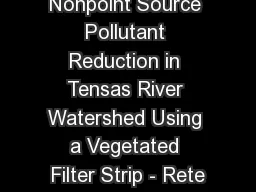Nonpoint Source Pollutant Reduction in Tensas River Watershed Using a Vegetated Filter