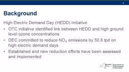Background High Electric Demand Day (HEDD) Initiative