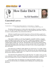 How Euler Did It by Ed Sandifer Cannonball curves Dece