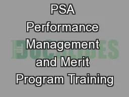 PSA Performance Management and Merit Program Training
