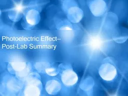 Photoelectric Effect—Post-Lab Summary