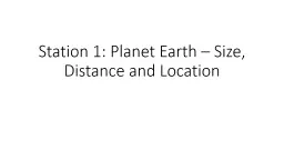Station 1: Planet Earth – Size, Distance and