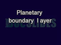 Planetary boundary  l ayer