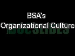 BSA’s Organizational Culture