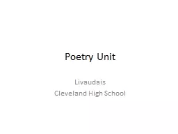 Poetry Unit Livaudais Cleveland High School