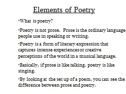 Elements of Poetry What is poetry?