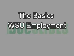 The Basics WSU Employment