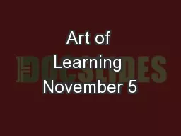Art of Learning November 5