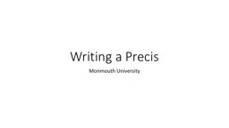 Writing a Precis Monmouth University