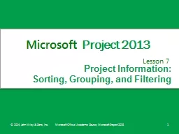 Project Information:  Sorting, Grouping, and Filtering
