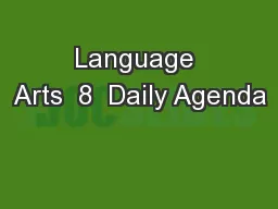 Language Arts  8  Daily Agenda
