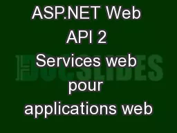 ASP.NET Web API 2 Services web pour applications web