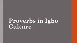 Proverbs in Igbo Culture