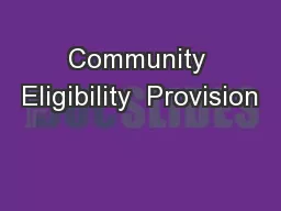 Community Eligibility  Provision