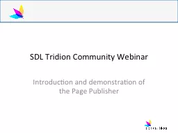 SDL Tridion Community Webinar