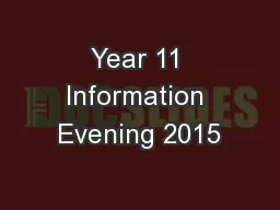 Year 11 Information Evening 2015