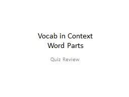 Vocab  in Context Word Parts