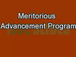 Meritorious Advancement Program